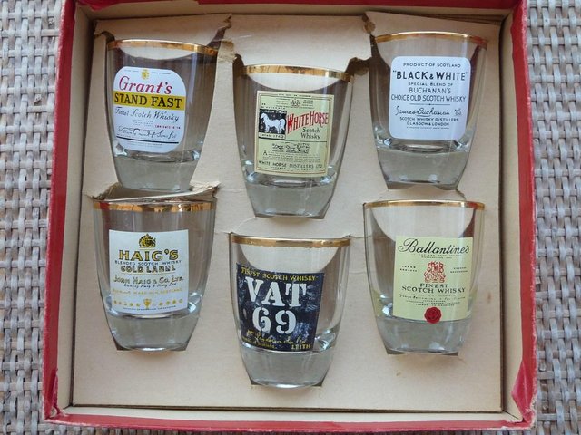 Preview of the first image of Whiskey tots 6 glasses in box ex cruise liner.