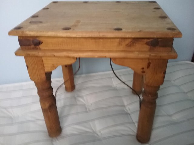 Image 2 of Small pine table with iron strapping