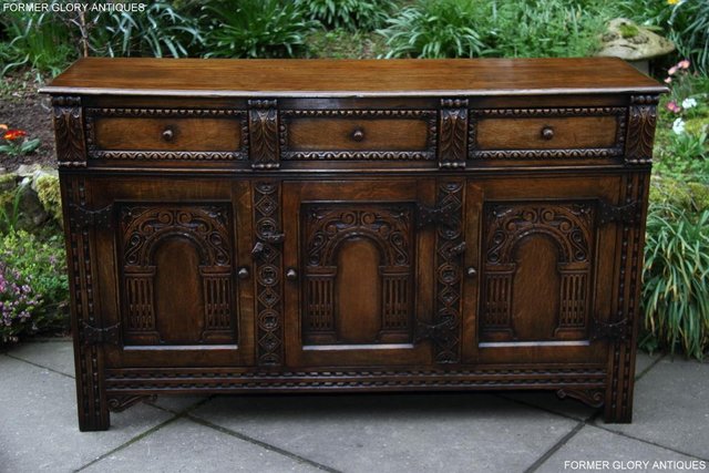 Preview of the first image of TITCHMARSH & GOODWIN STYLE CARVED OAK DRESSER BASE SIDEBOARD.