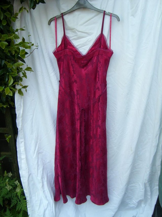 Image 3 of MONSOON Red Silk Mix Maxi Dress Size 12 NEW