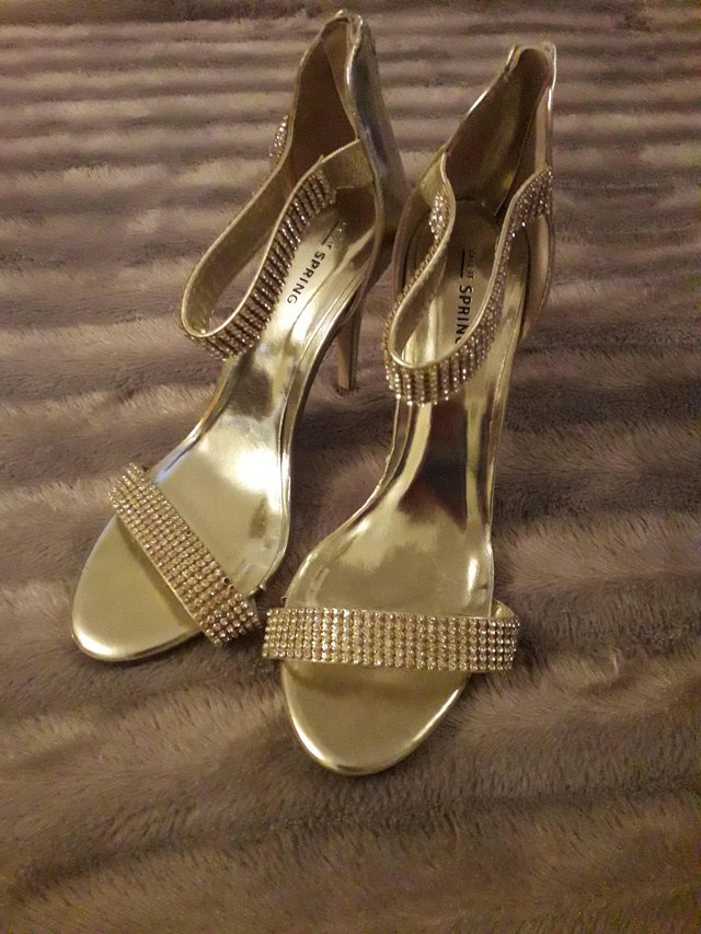 Image 2 of Gold diamante Evening Sandals size UK6
