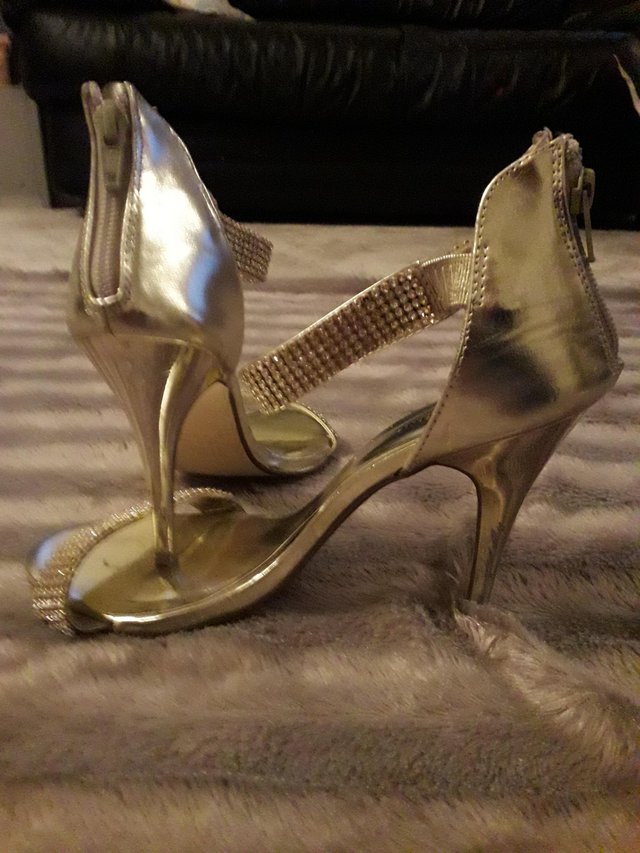 Image 3 of Gold diamante Evening Sandals size UK6