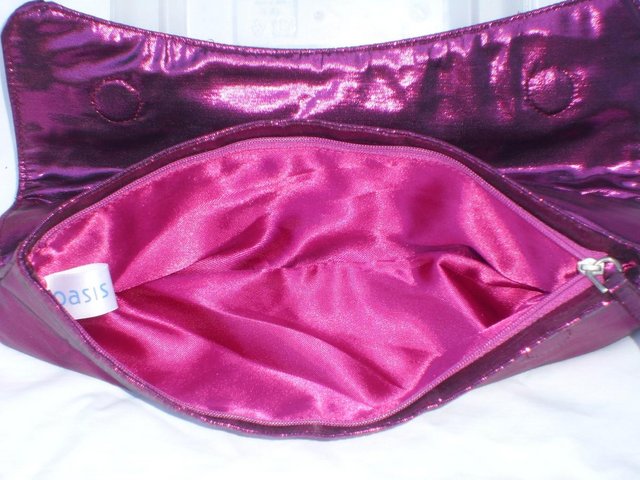 Image 3 of OASIS Metallic Pink Clutch Bag