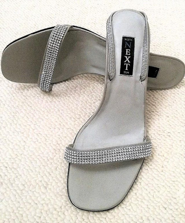Preview of the first image of NEW NEXT Silver Diamante Beaded Sling Back Sandal Size 41.