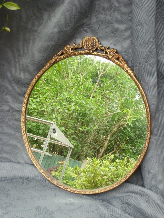 Preview of the first image of Shabby Elegance Gold Heart & Flowers Mirror.