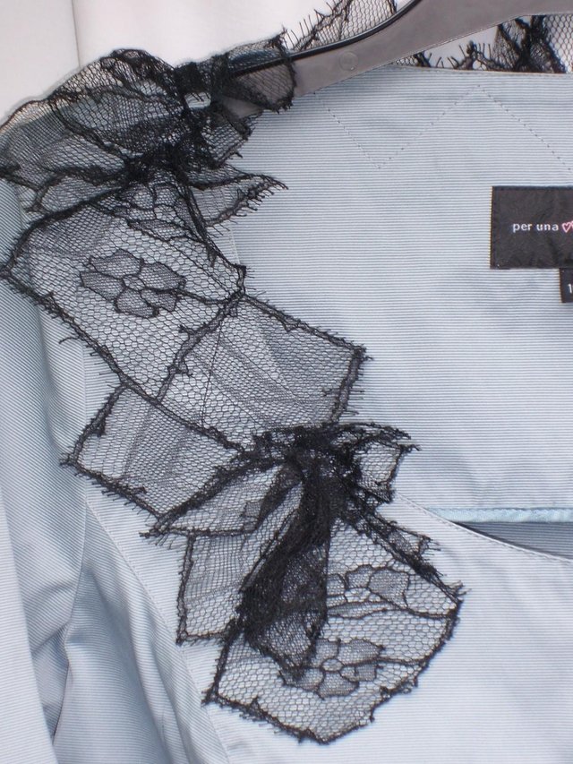 Image 2 of PER UNA Lace Trim Grey/Blue Jacket Top - Size 10