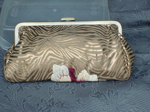 Image 3 of ACCESSORIZE Gold/Pink Flower Clutch Bag – NEW!