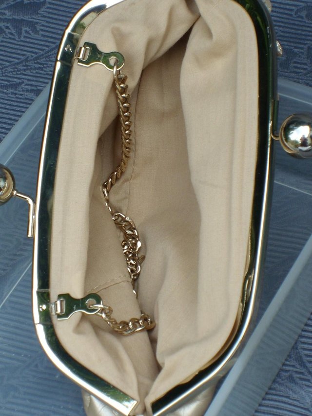 Image 2 of DUNE Gold Frilly Snap Top Clutch/Shoulder Bag