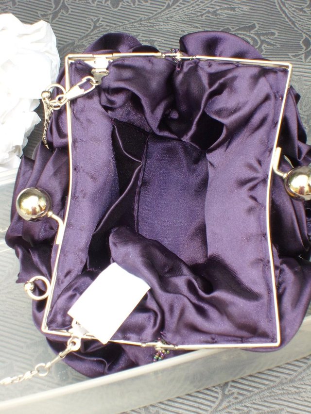 Image 3 of NEW LOOK Purple Satin Flower Handbag NEW!