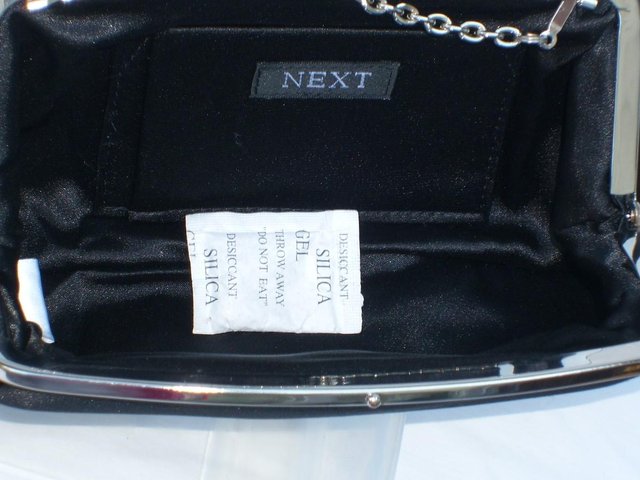 Image 3 of NEXT Black Satin Diamante Clasp Evening Bag NEW!