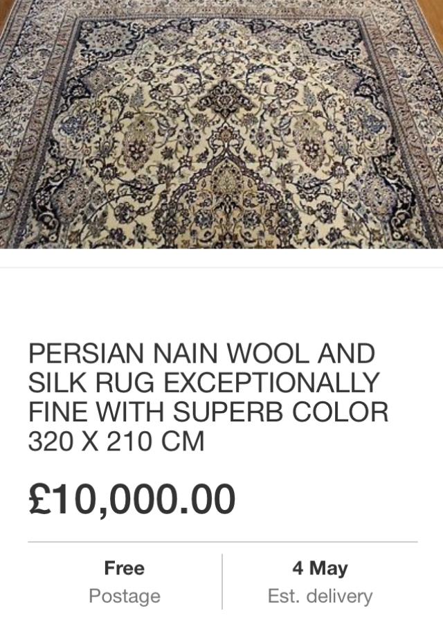 Image 2 of Nain Wool & Silk hand made rug