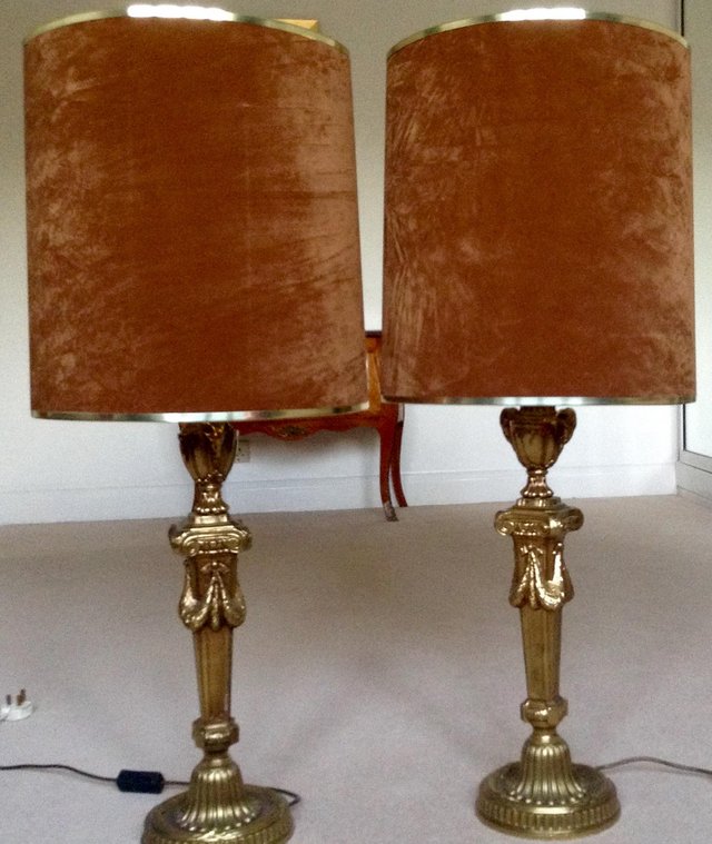Preview of the first image of Pair of Italian Brass TABLE LAMPS H 100 cm.