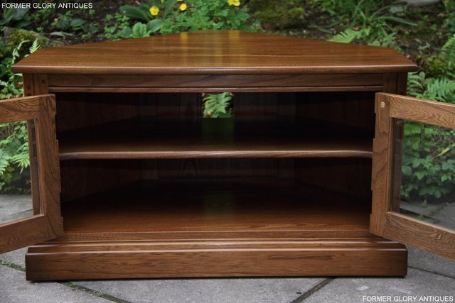 Image 9 of AN ERCOL GOLDEN DAWN CORNER TV DVD HI FI CABINET STAND TABLE