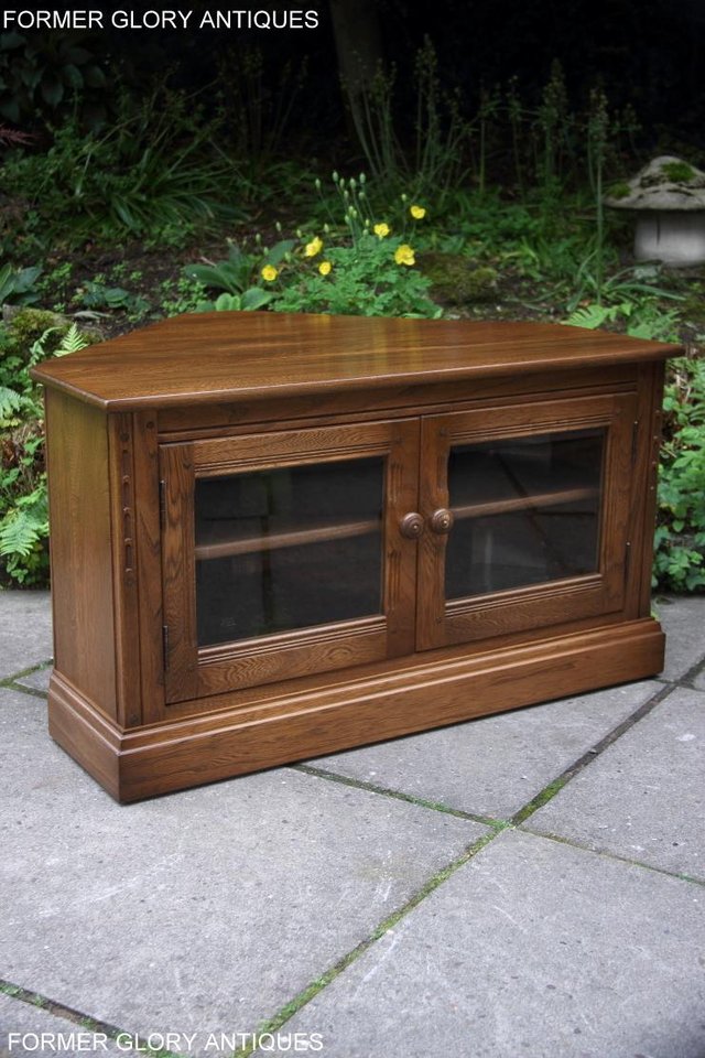 Image 20 of AN ERCOL GOLDEN DAWN CORNER TV DVD HI FI CABINET STAND TABLE