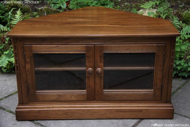 Image 27 of AN ERCOL GOLDEN DAWN CORNER TV DVD HI FI CABINET STAND TABLE