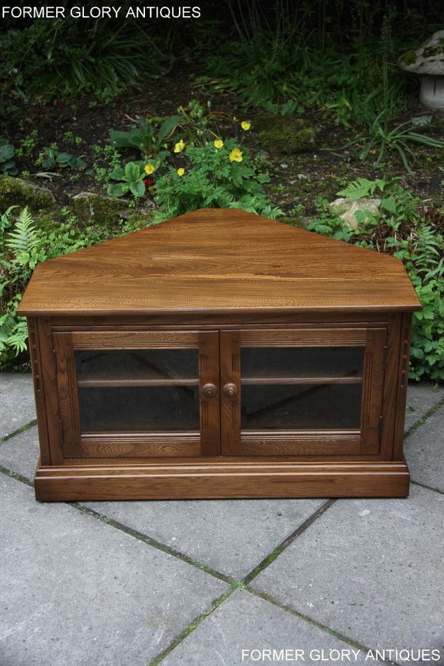 Image 31 of AN ERCOL GOLDEN DAWN CORNER TV DVD HI FI CABINET STAND TABLE