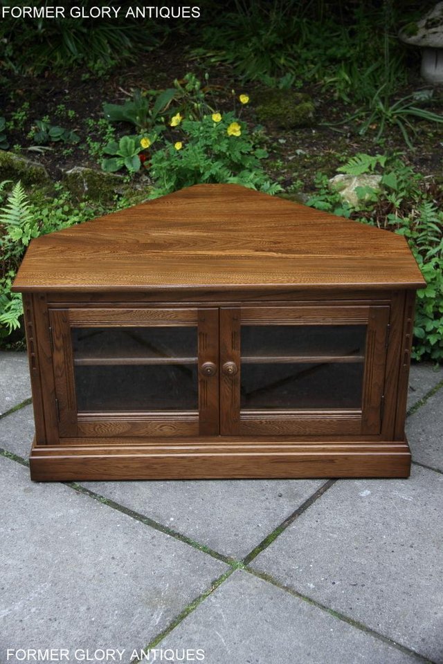 Image 41 of AN ERCOL GOLDEN DAWN CORNER TV DVD HI FI CABINET STAND TABLE