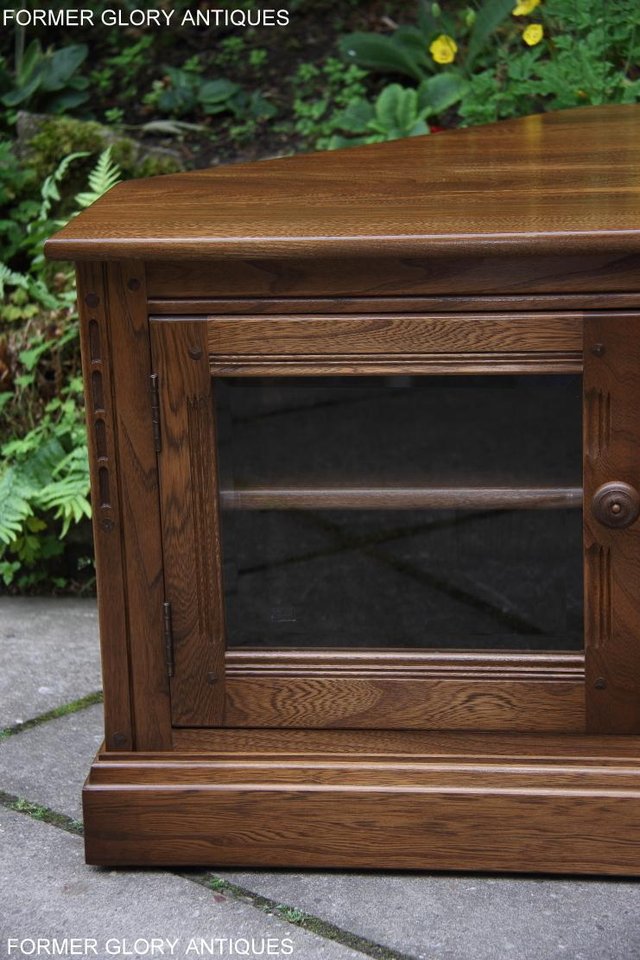 Image 83 of AN ERCOL GOLDEN DAWN CORNER TV DVD HI FI CABINET STAND TABLE
