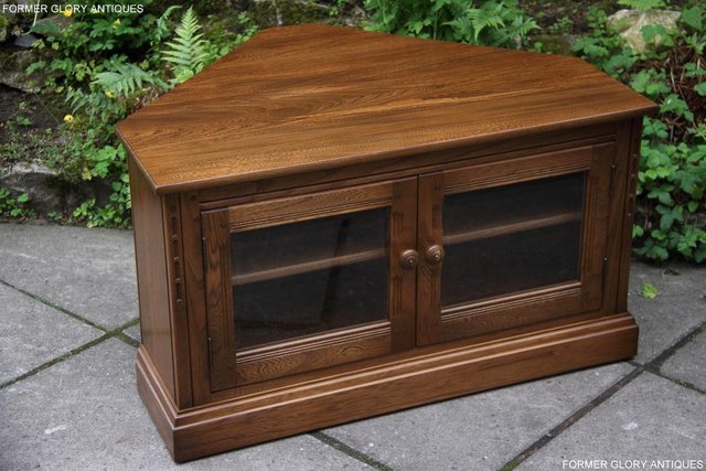 Image 101 of AN ERCOL GOLDEN DAWN CORNER TV DVD HI FI CABINET STAND TABLE