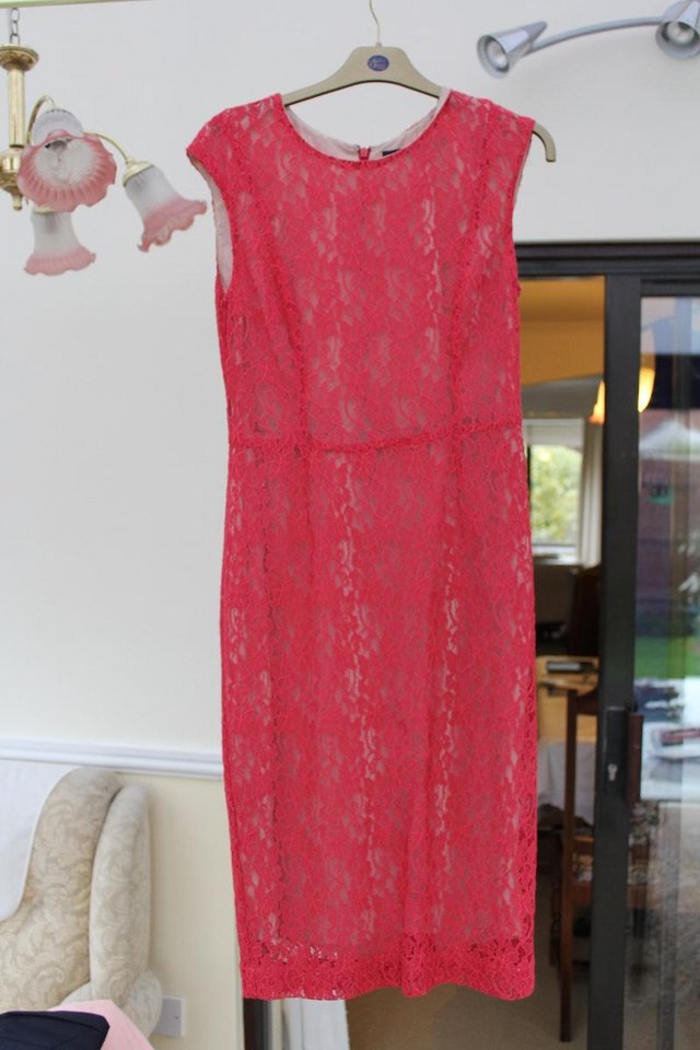 Preview of the first image of French Connection size 12 dress, pinkish red colour.