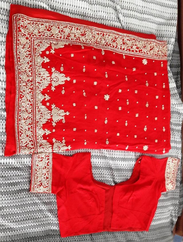 Image 2 of Indian wedding saree bright red