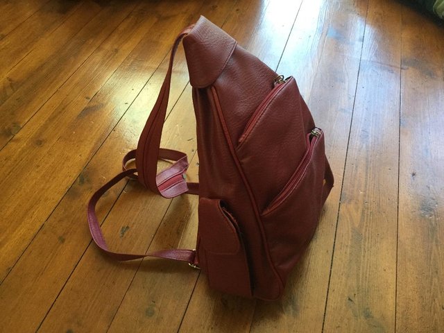 Image 2 of Red handbag worn rucksack style