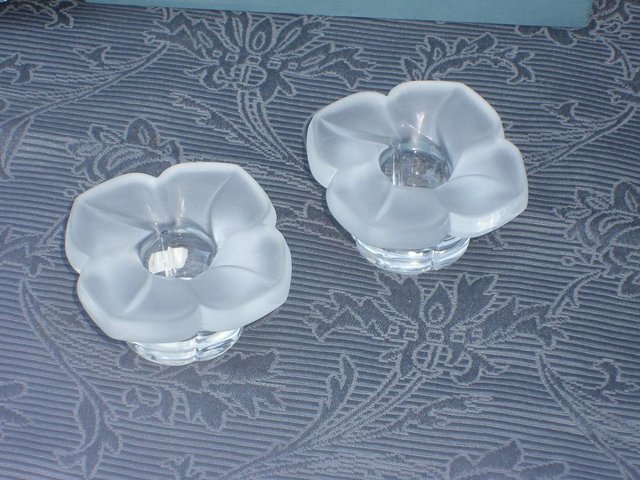 Image 2 of JD DURAND Pair Crystal Florence Candle Holders NEW!