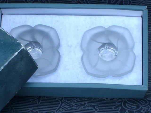 Image 3 of JD DURAND Pair Crystal Florence Candle Holders NEW!