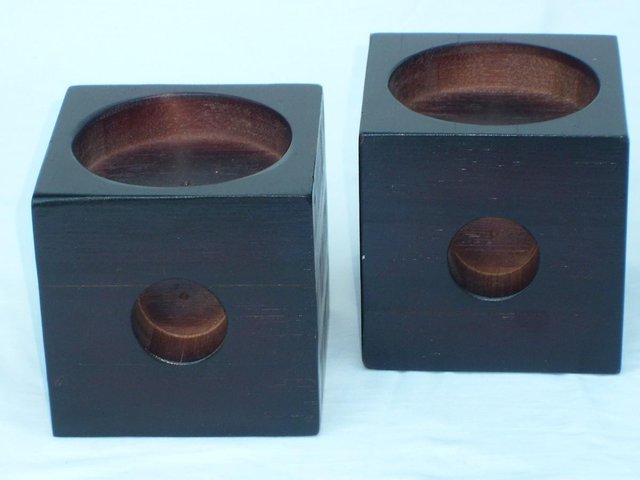 Preview of the first image of Pair Cube Wood Candle Holders.