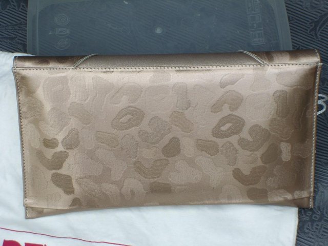 Image 2 of RENATA Gold Leather Envelope Clutch Bag NEW!