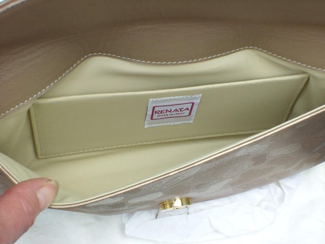 Image 3 of RENATA Gold Leather Envelope Clutch Bag NEW!