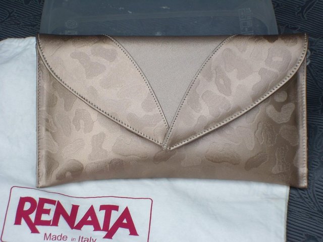 Preview of the first image of RENATA Gold Leather Envelope Clutch Bag NEW!.