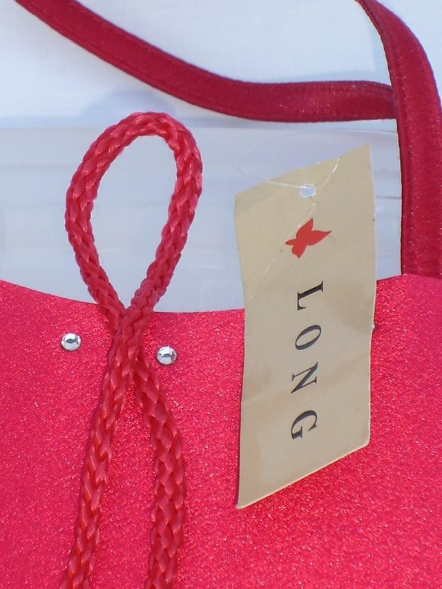Image 2 of LONG FASHION Red Satin Box Bag NEW!