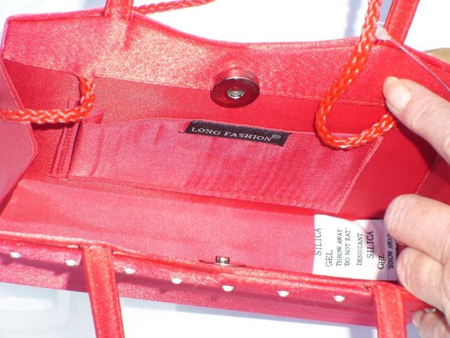 Image 3 of LONG FASHION Red Satin Box Bag NEW!