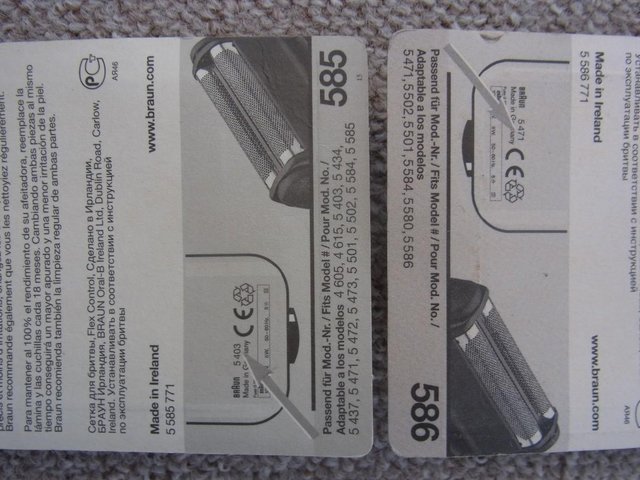 Image 2 of BRAUN SHAVER FOIL & CUTTER 585 OR 586 PACK