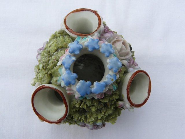 Image 3 of Antique hard paste porcelain encrusted floral posy pot 6cm
