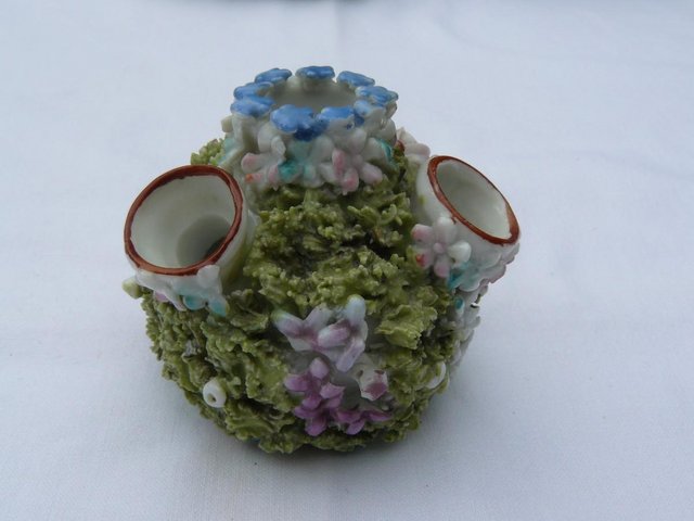 Image 4 of Antique hard paste porcelain encrusted floral posy pot 6cm