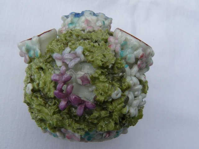 Image 5 of Antique hard paste porcelain encrusted floral posy pot 6cm