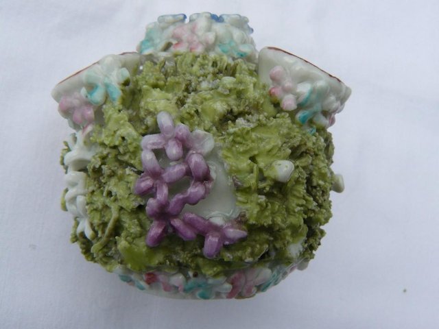 Image 6 of Antique hard paste porcelain encrusted floral posy pot 6cm