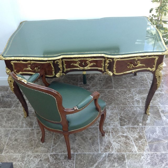 Preview of the first image of Partner-DESK-WRITING-TABLE-Louis-XV-style-gilt-bronze.