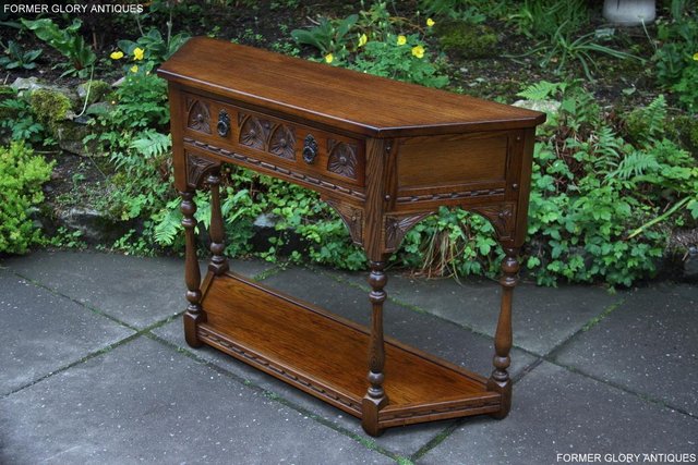 Image 3 of OLD CHARM LIGHT OAK CANTED HALL LAMP PHONE TABLE SIDEBOARD