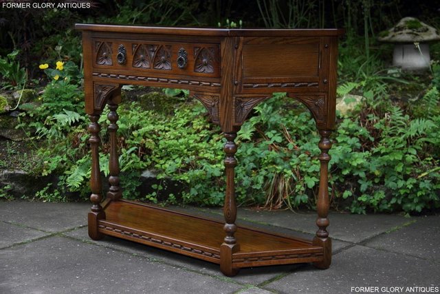 Image 5 of OLD CHARM LIGHT OAK CANTED HALL LAMP PHONE TABLE SIDEBOARD