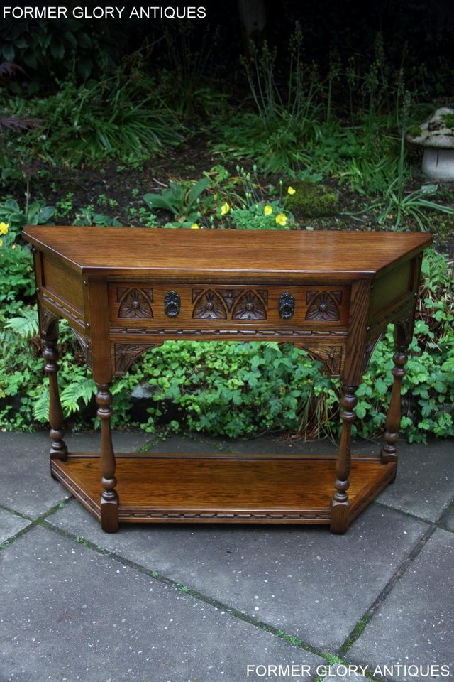 Image 6 of OLD CHARM LIGHT OAK CANTED HALL LAMP PHONE TABLE SIDEBOARD