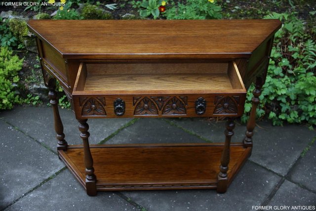 Image 7 of OLD CHARM LIGHT OAK CANTED HALL LAMP PHONE TABLE SIDEBOARD