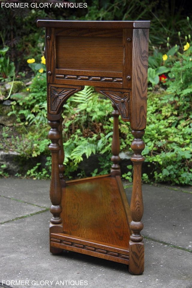 Image 13 of OLD CHARM LIGHT OAK CANTED HALL LAMP PHONE TABLE SIDEBOARD
