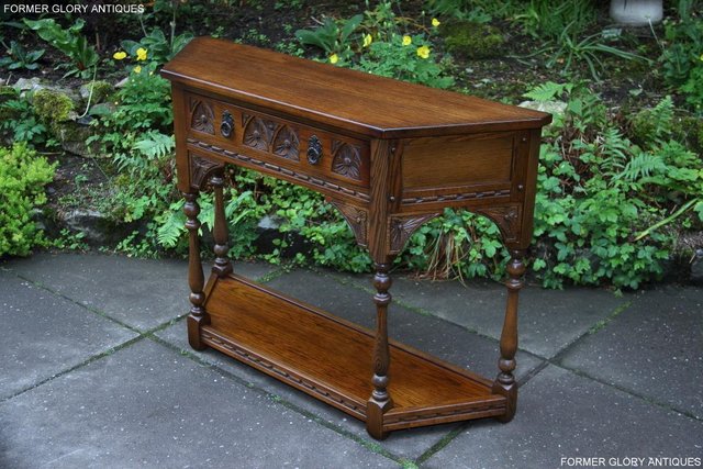 Image 20 of OLD CHARM LIGHT OAK CANTED HALL LAMP PHONE TABLE SIDEBOARD