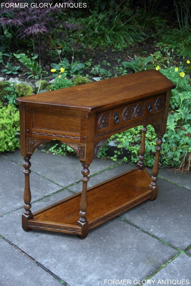Image 36 of OLD CHARM LIGHT OAK CANTED HALL LAMP PHONE TABLE SIDEBOARD