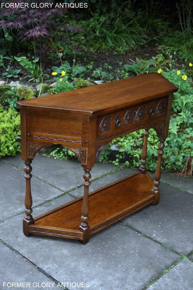 Image 40 of OLD CHARM LIGHT OAK CANTED HALL LAMP PHONE TABLE SIDEBOARD
