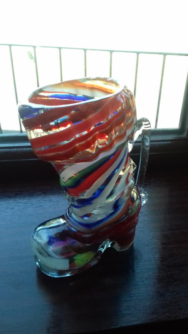 Preview of the first image of vintage murano glass hand blown boot jug.