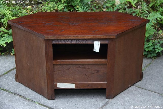 Image 7 of AN OLD CHARM TUDOR BROWN OAK CORNER TV CABINET STAND TABLE